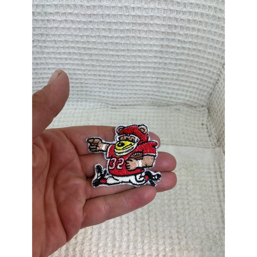 Sporty Unisex Unbranded Football Bear Mascot Patch OS Red